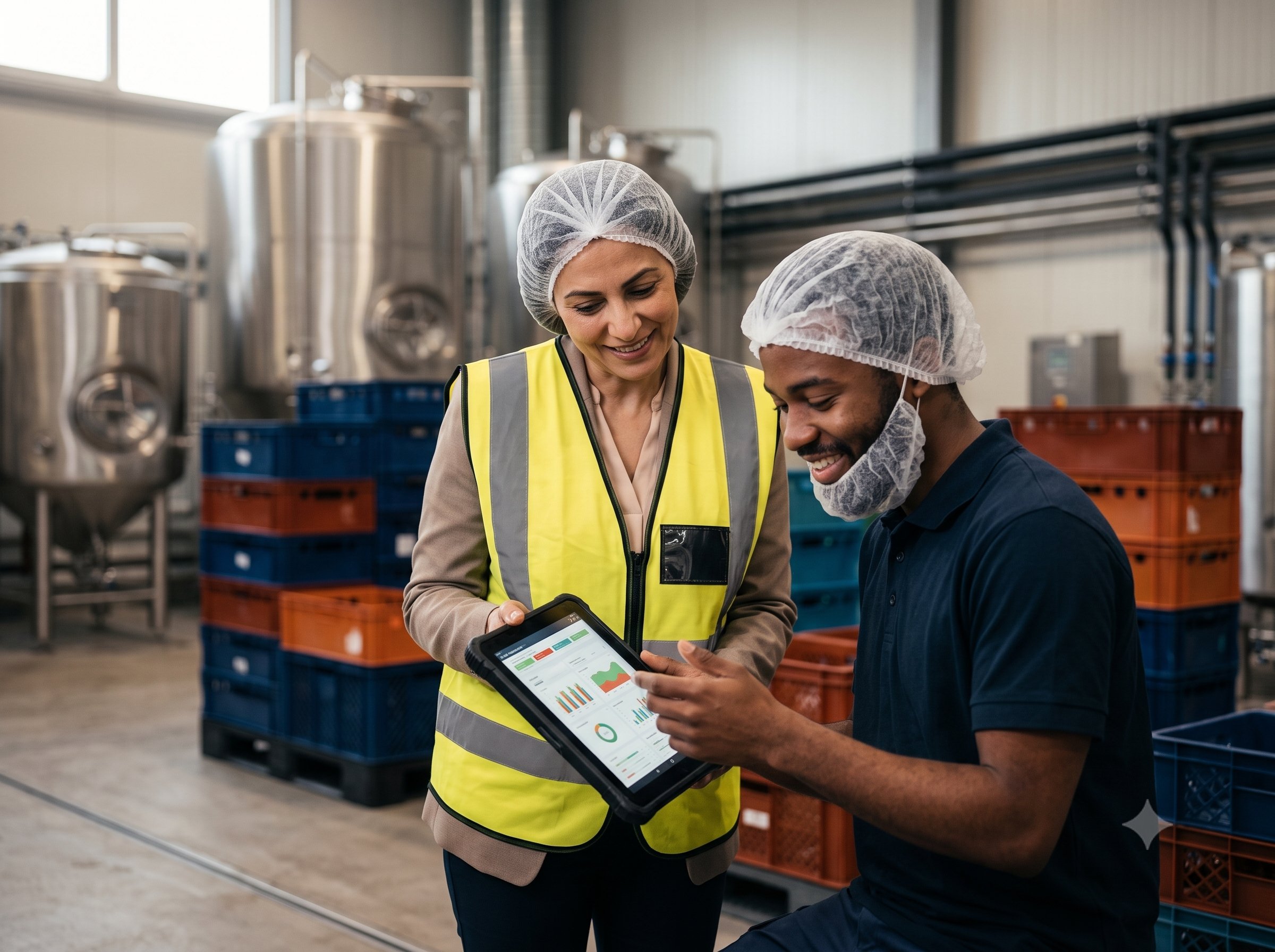 Responsable et technicien dans une unité de production