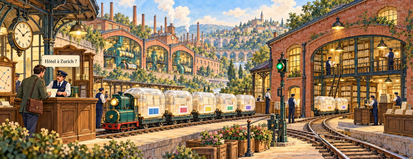 Sans archives, le train part aussitôt et le chef de gare répond avec les prix habituels, pas avec le règlement de l'entreprise